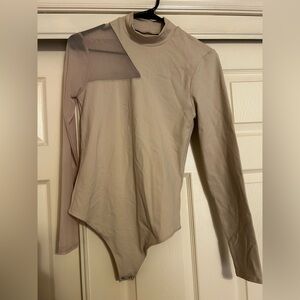 Abercrombie and Fitch Long-Sleeve Asymmetrical Mesh Bodysuit